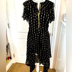 ZADIG & VOLTAIRE stunning, sexy, fun party/cocktail dress. Black w/ gold. Med